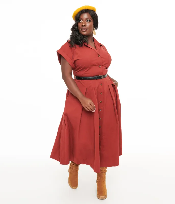 Plus Size Berry Perfect Balance Midi Shirt Dress sold by Unique Vintage