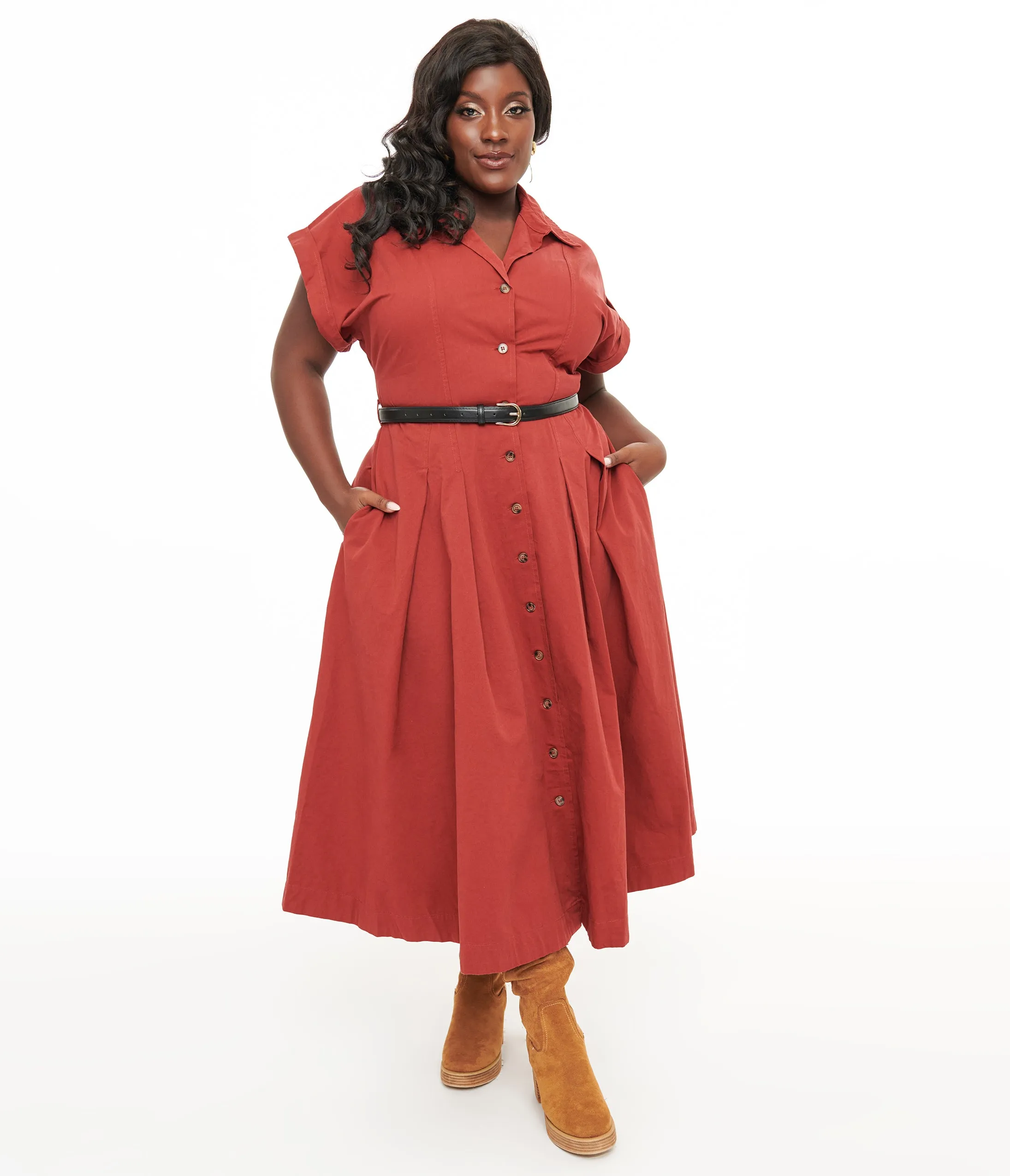 Plus Size Berry Perfect Balance Midi Shirt Dress sold by Unique Vintage product image thumbnail 3
