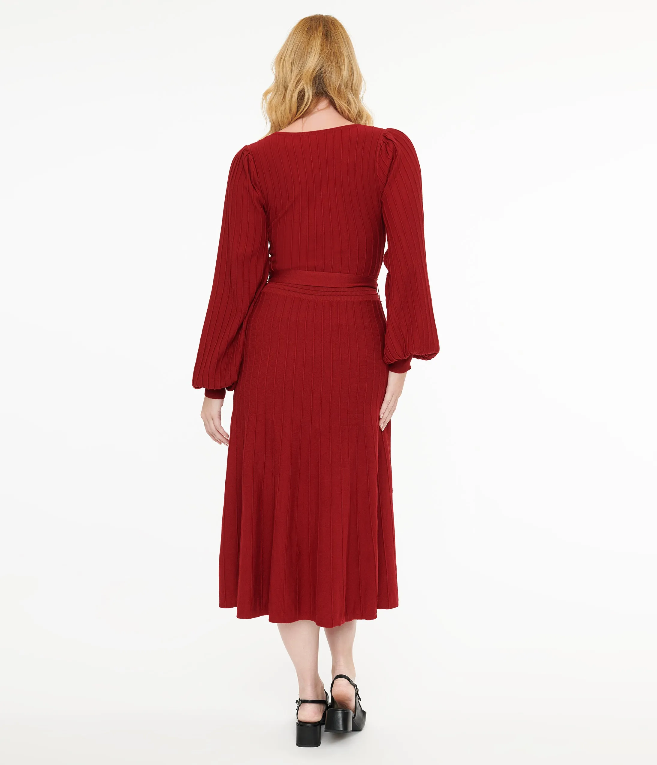 Burgundy Keep Looking Up Sweater Midi Dress sold by Unique Vintage product image thumbnail 2