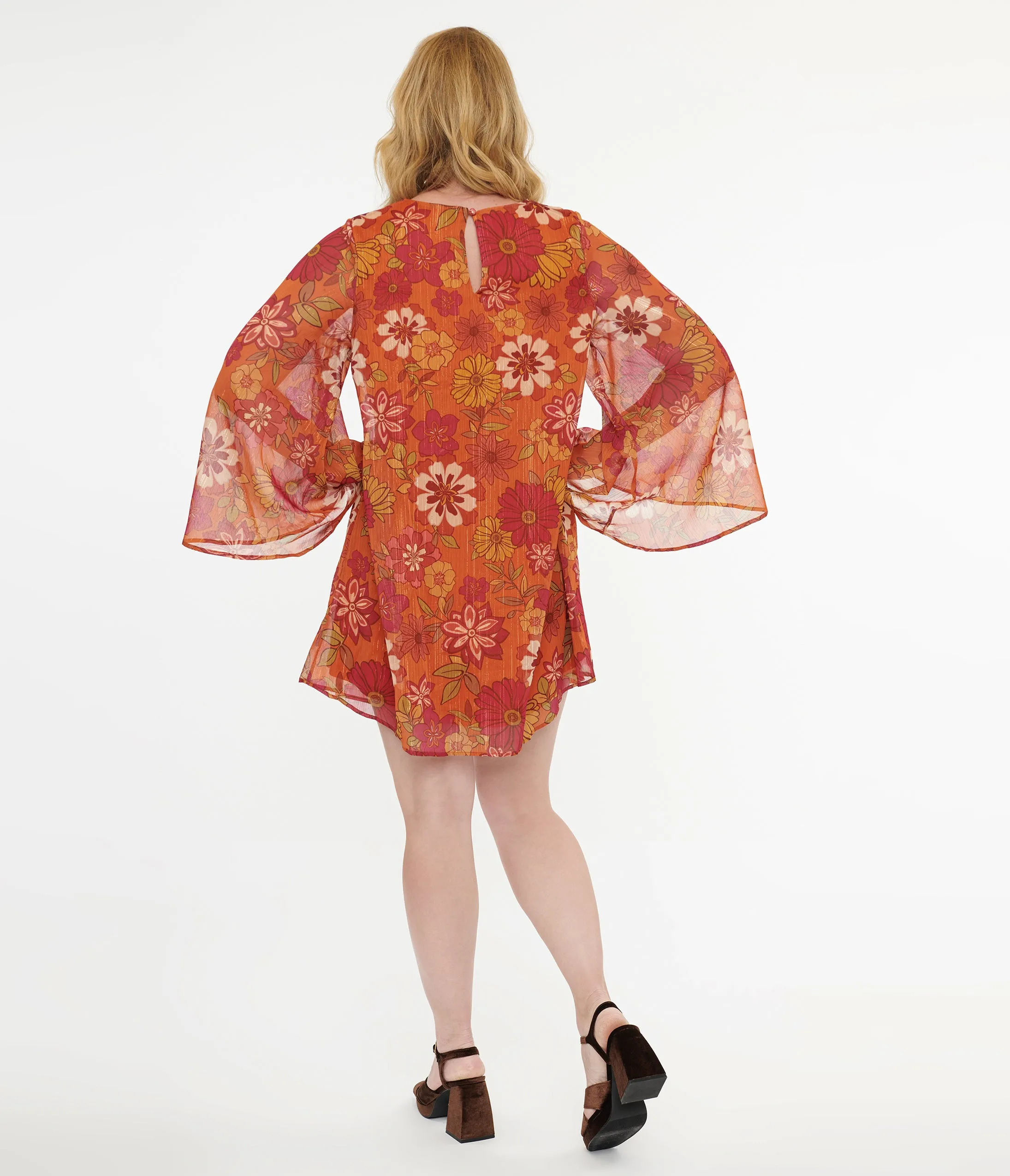 1970s Orange & Pink Floral Anything I Want Mini Dress sold by Unique Vintage product image thumbnail 2