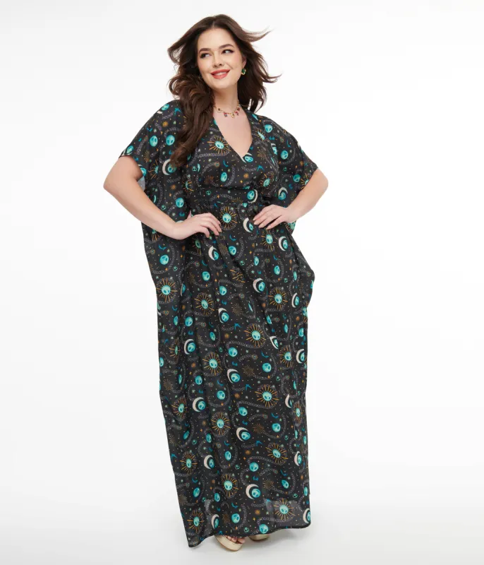 Tim Burton's The Nightmare Before Christmas by Unique Vintage Black Celestial Nightmare Before Christmas Caftan Dress sold by Unique Vintage