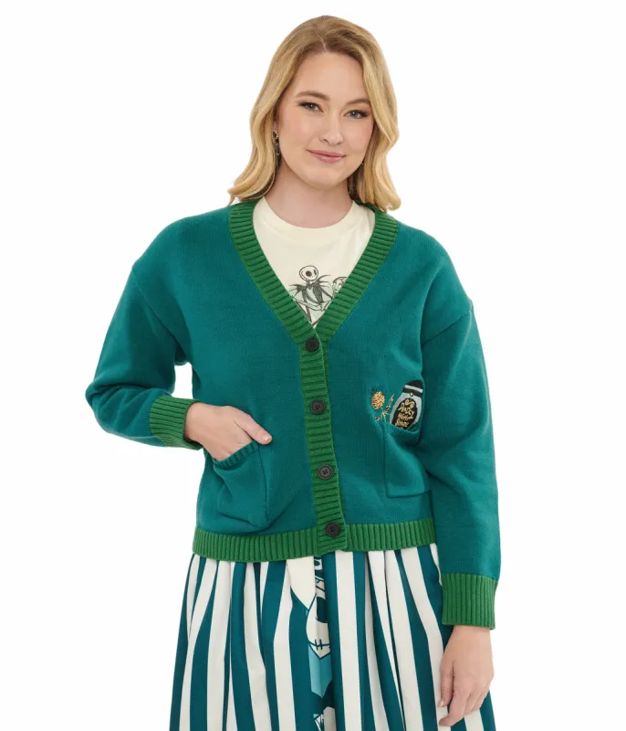 Time Burton's The Nightmare Before Christmas by Unique Vintage Teal Deadly Night Shade Cardigan sold by Unique Vintage