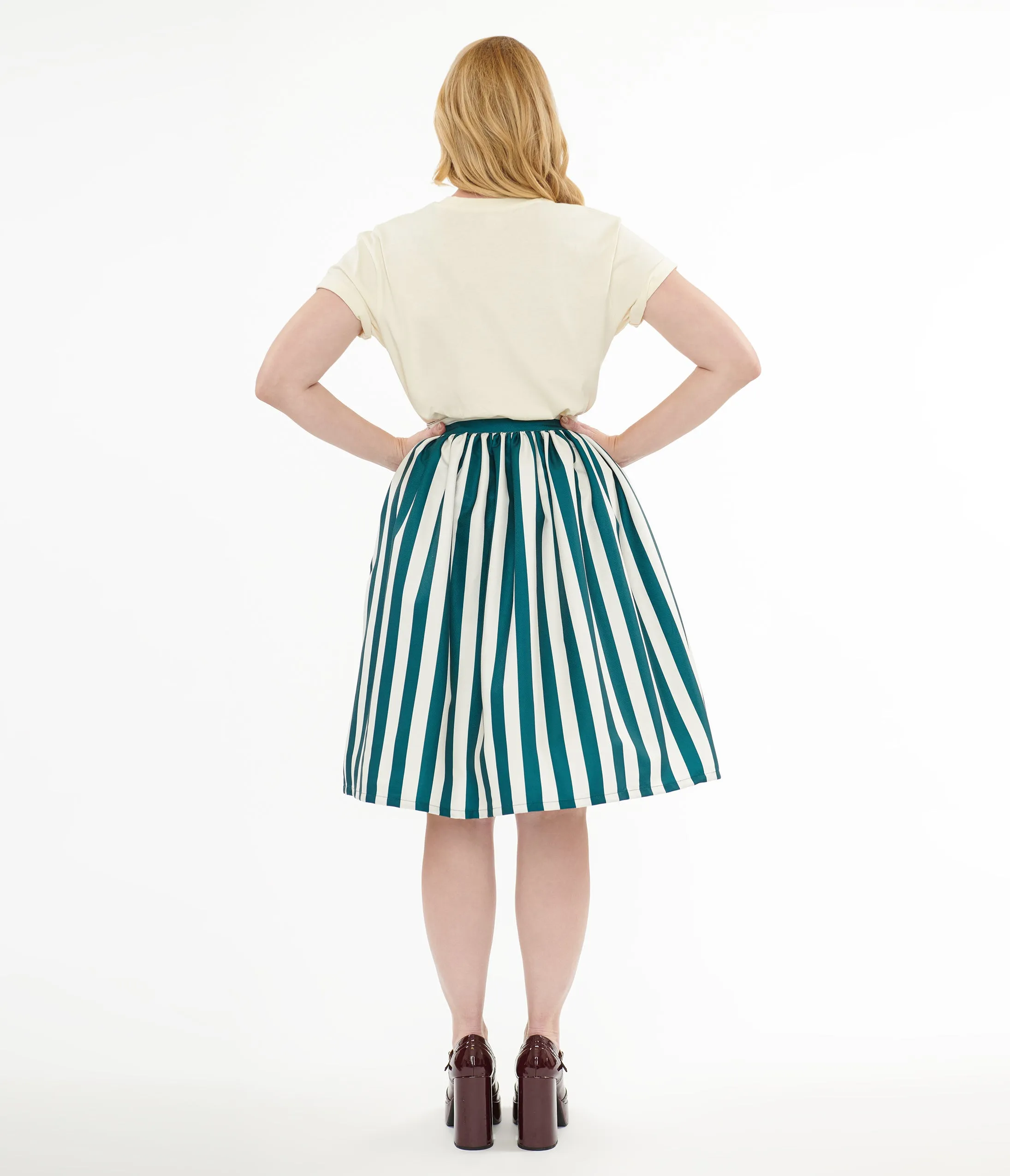 Tim Burton's The Nightmare Before Christmas by Unique Vintage Teal & White Striped Jack Skellington Gellar Swing Skirt sold by Unique Vintage product image thumbnail 3