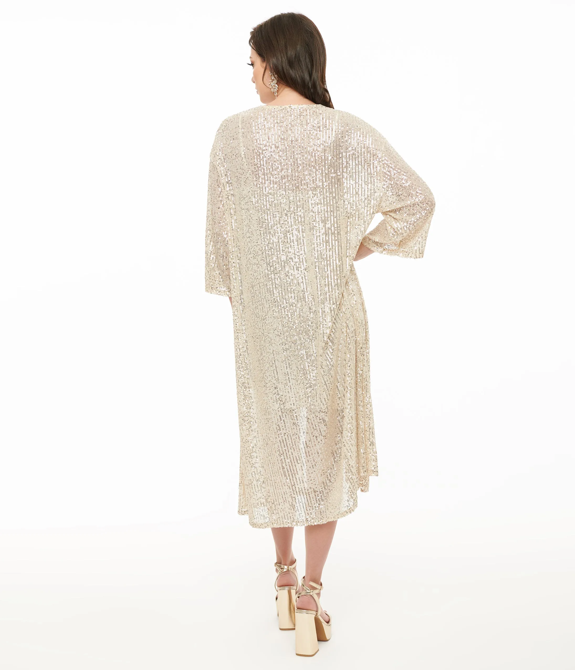 Pretty Attitude Clothing Beige Sequin Kimono sold by Unique Vintage product image thumbnail 2
