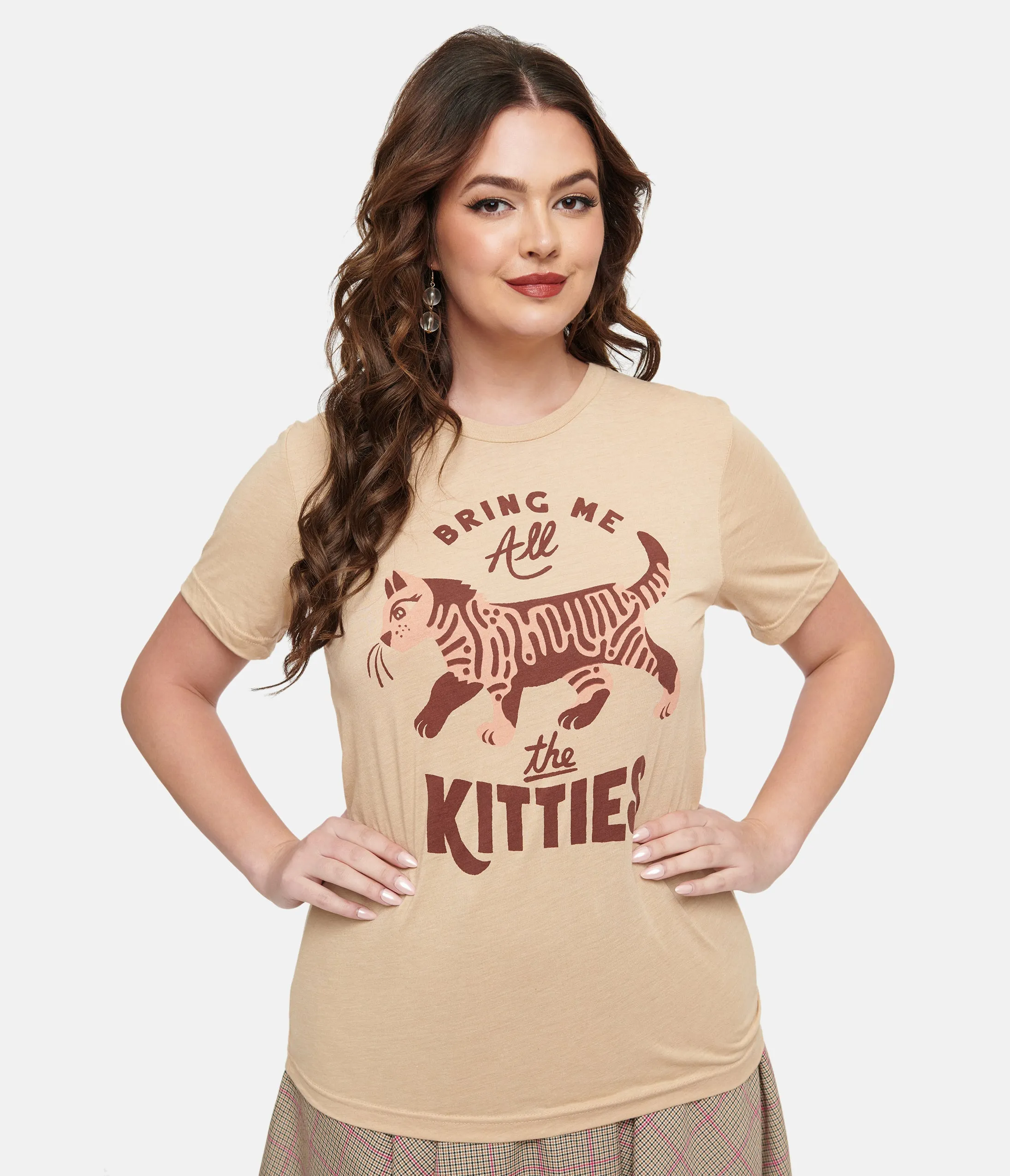 Tan Bring Me All The Kitties Graphic Tee sold by Unique Vintage product image thumbnail 3