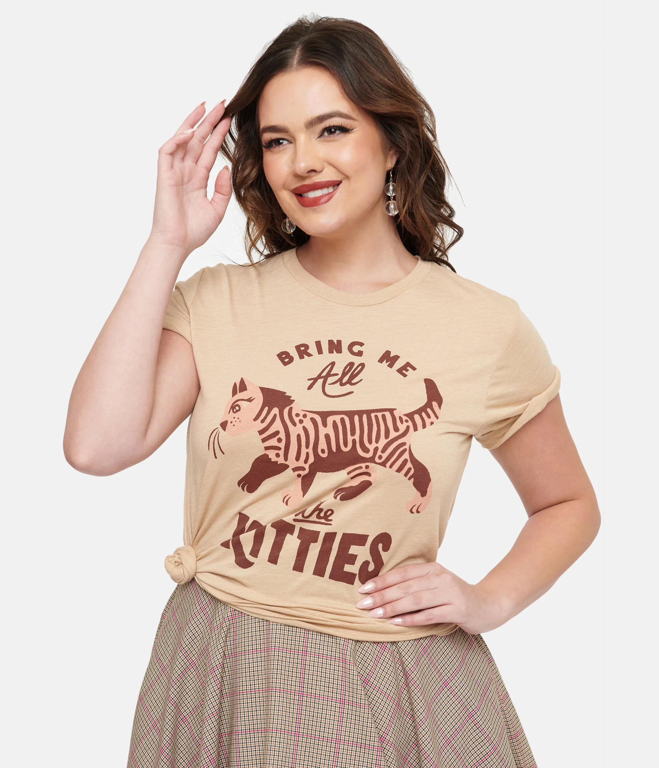 Tan Bring Me All The Kitties Graphic Tee sold by Unique Vintage