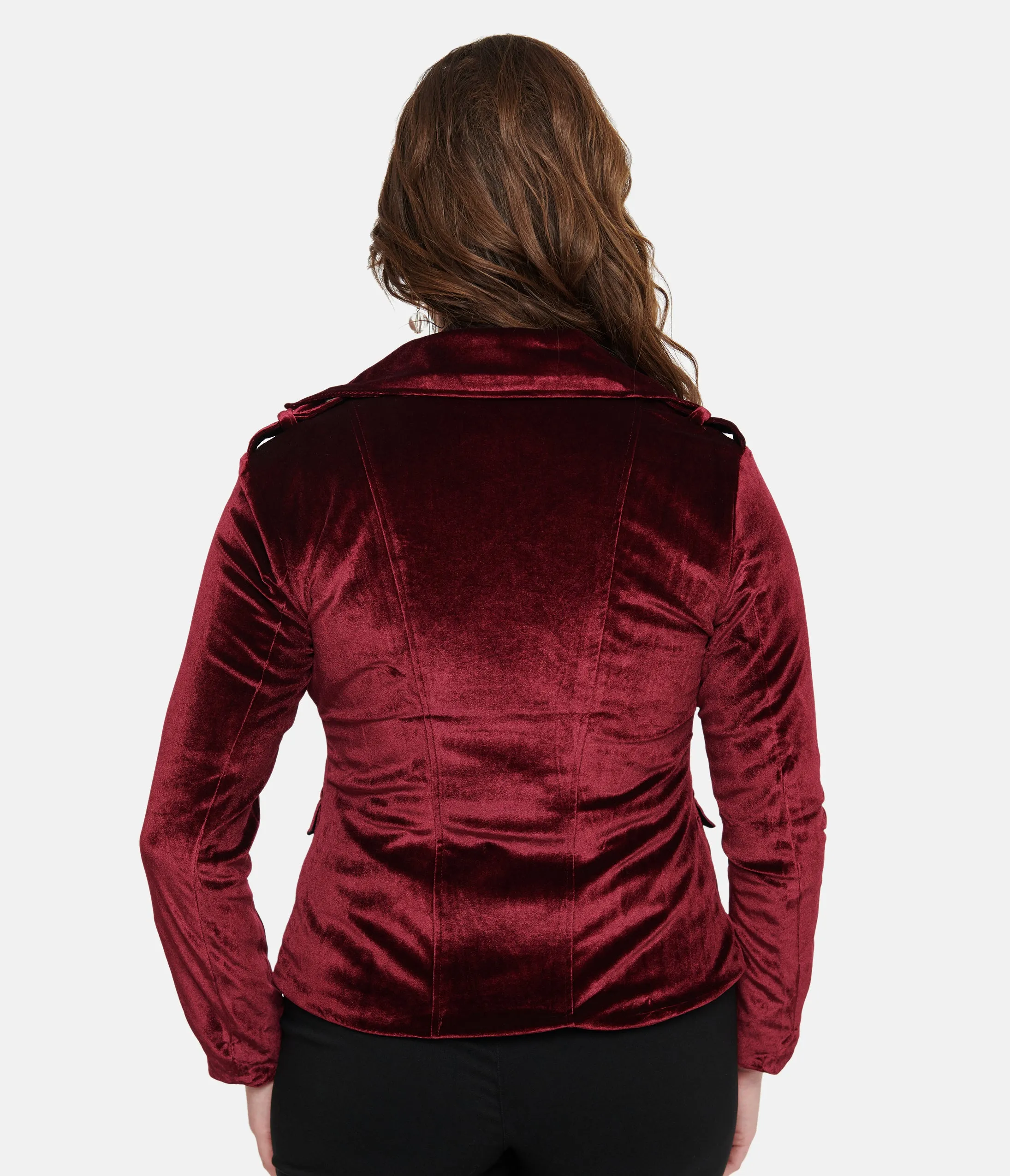 Burgundy Velvet You Could Be Mine Moto Jacket sold by Unique Vintage product image thumbnail 2