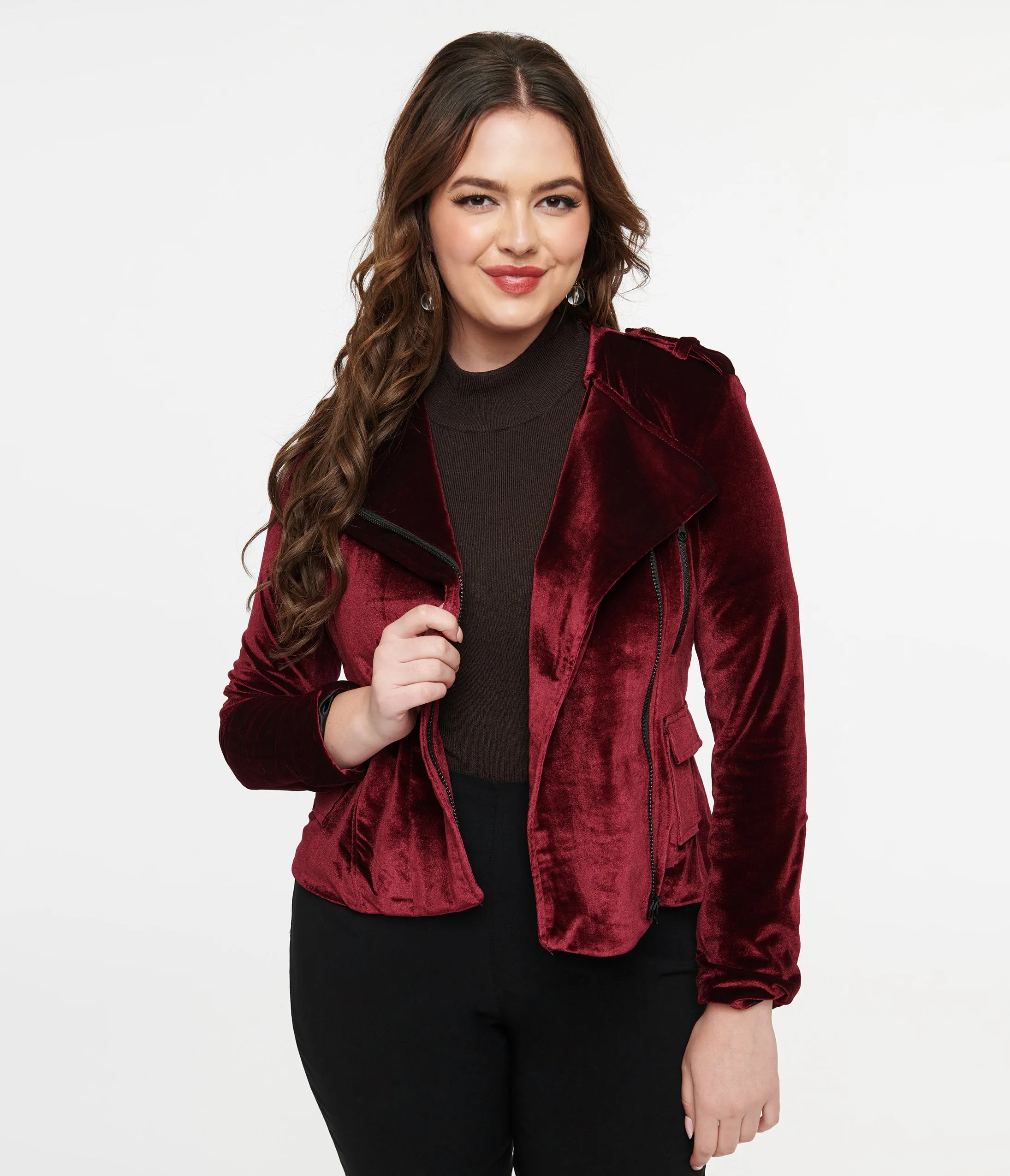 Burgundy Velvet You Could Be Mine Moto Jacket sold by Unique Vintage product image thumbnail 3