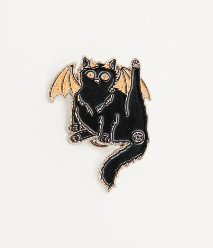 Ectogasm Pentacle Black Cat Enamel Pin sold by Unique Vintage