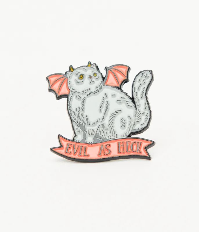 Ectogasm Devil Cat Evil As Heck Enamel Pin sold by Unique Vintage