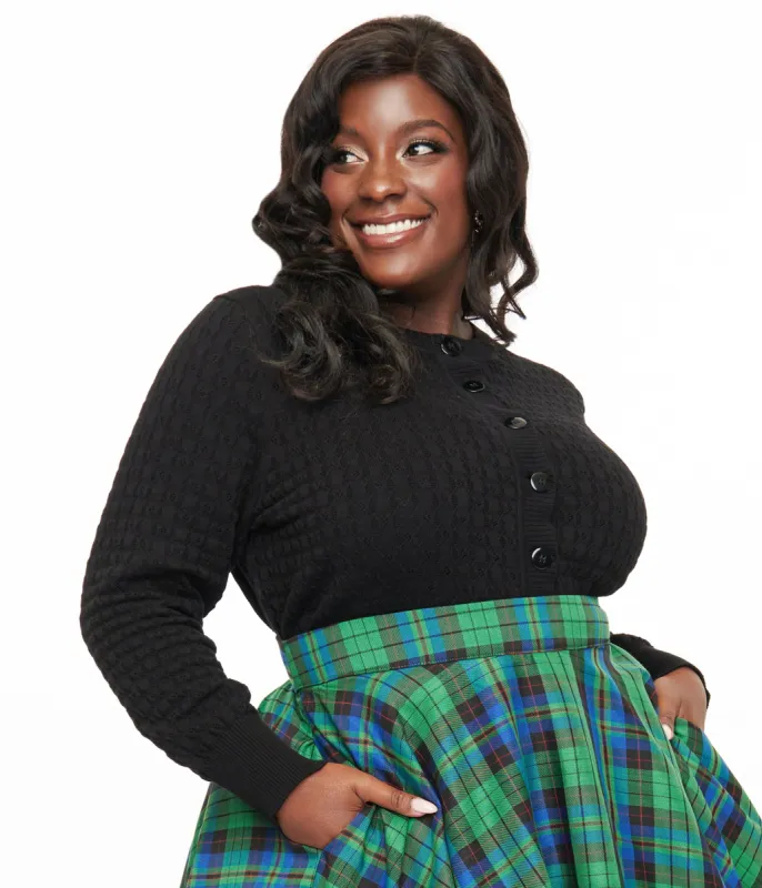 Royal Monk Plus Size 1950s Black Katie Cardigan sold by Unique Vintage