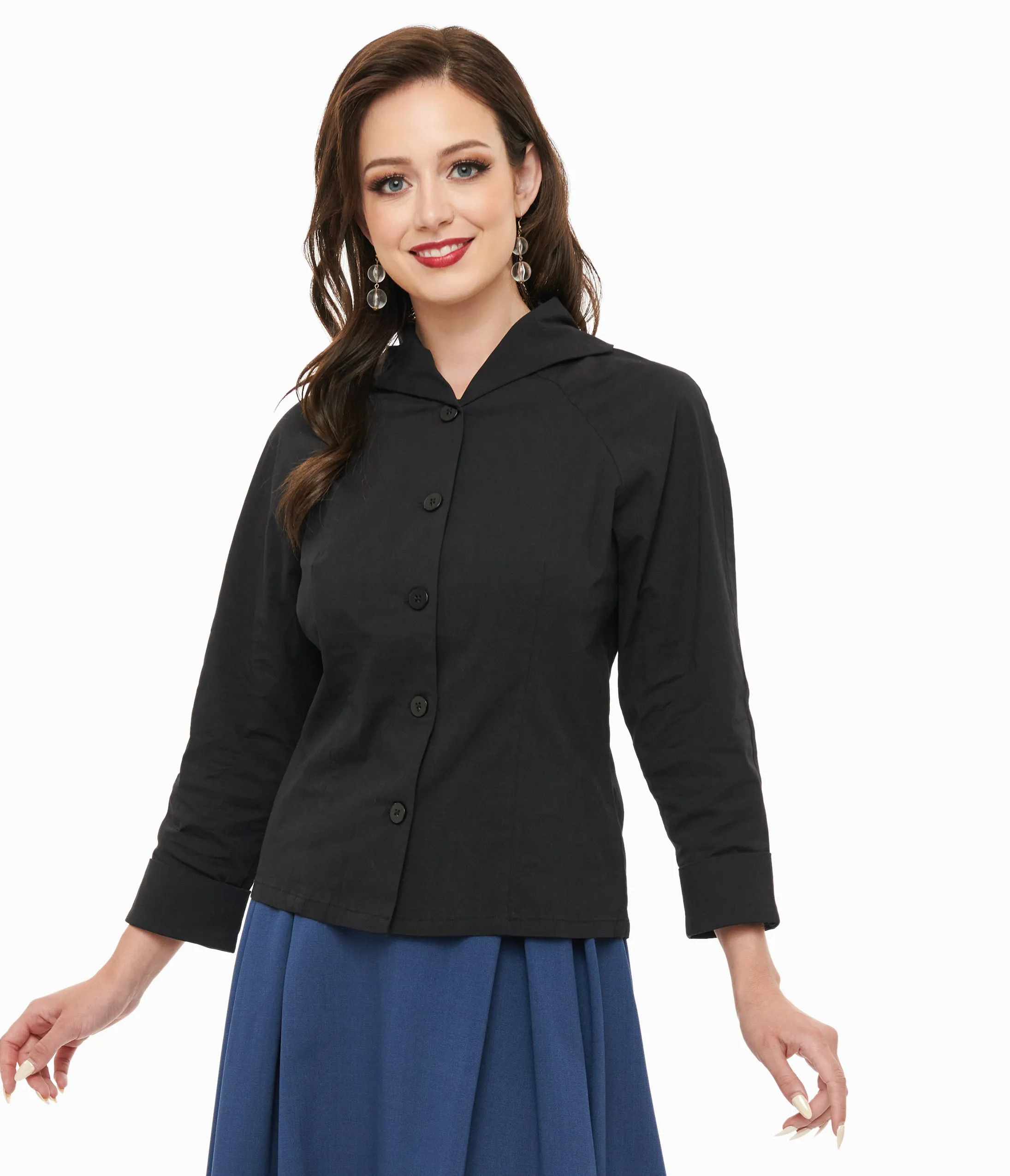 Royal Monk 1950s Black Button Up Celia Blouse sold by Unique Vintage product image thumbnail 3