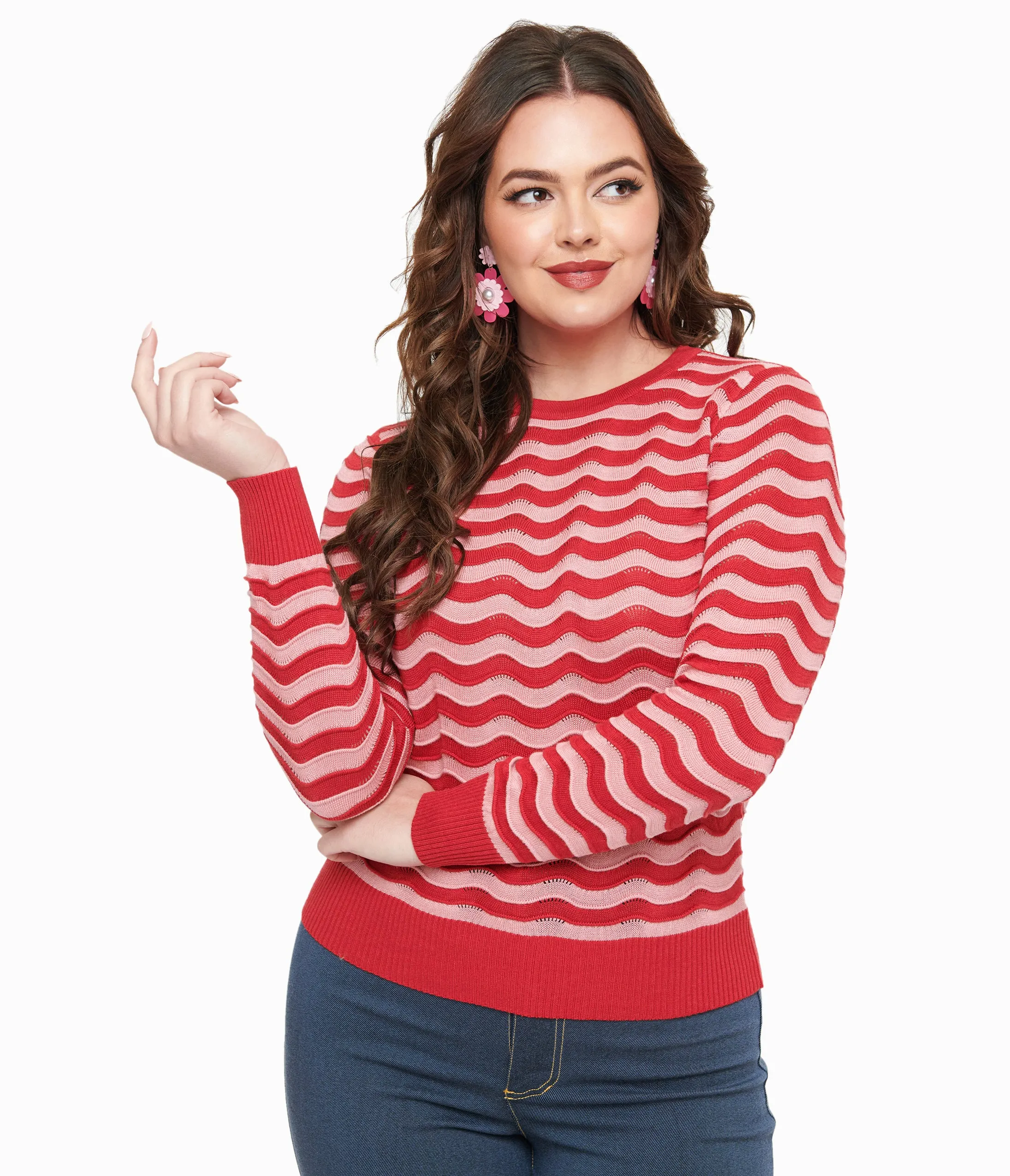 Royal Monk 1970s Red & Pink Sweet Stripes Top sold by Unique Vintage