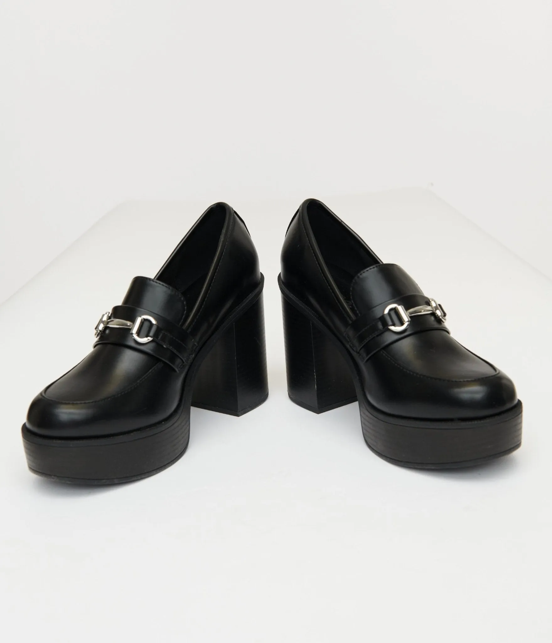 Black Leatherette Loafer Heels sold by Unique Vintage product image thumbnail 3