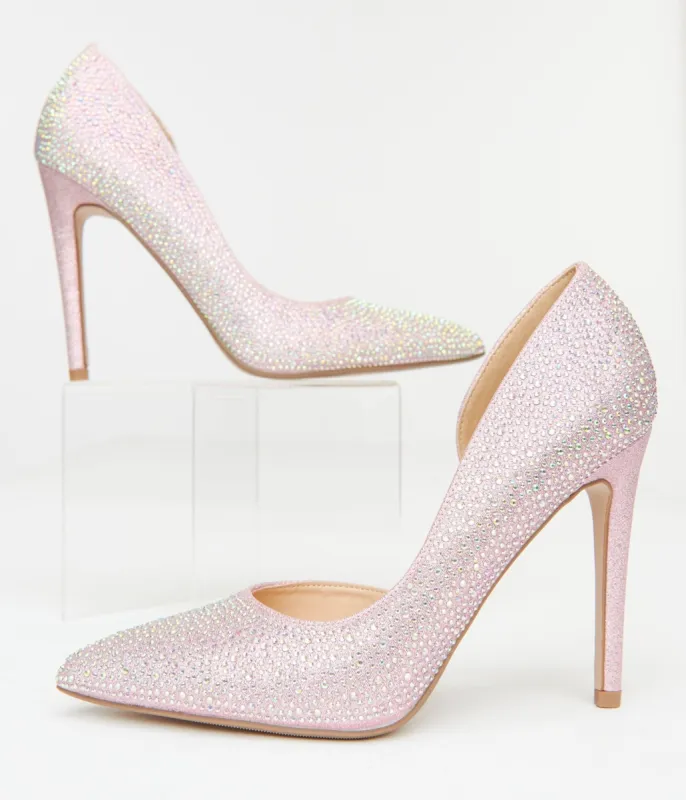 Pink Rhinestone Stiletto Pumps sold by Unique Vintage