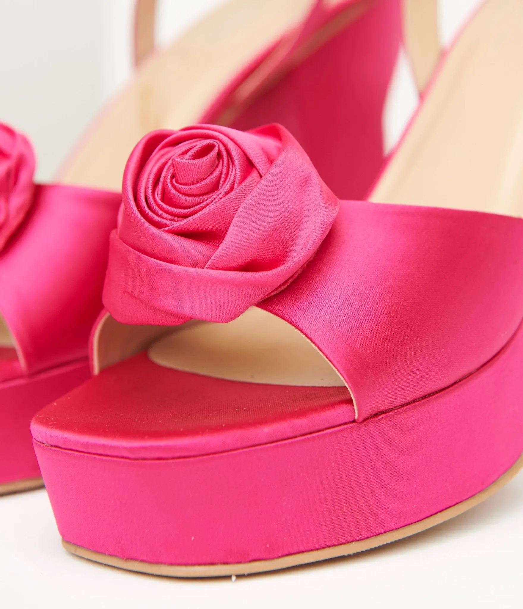 Pink Rosette Satin Platform Heels sold by Unique Vintage product image thumbnail 2
