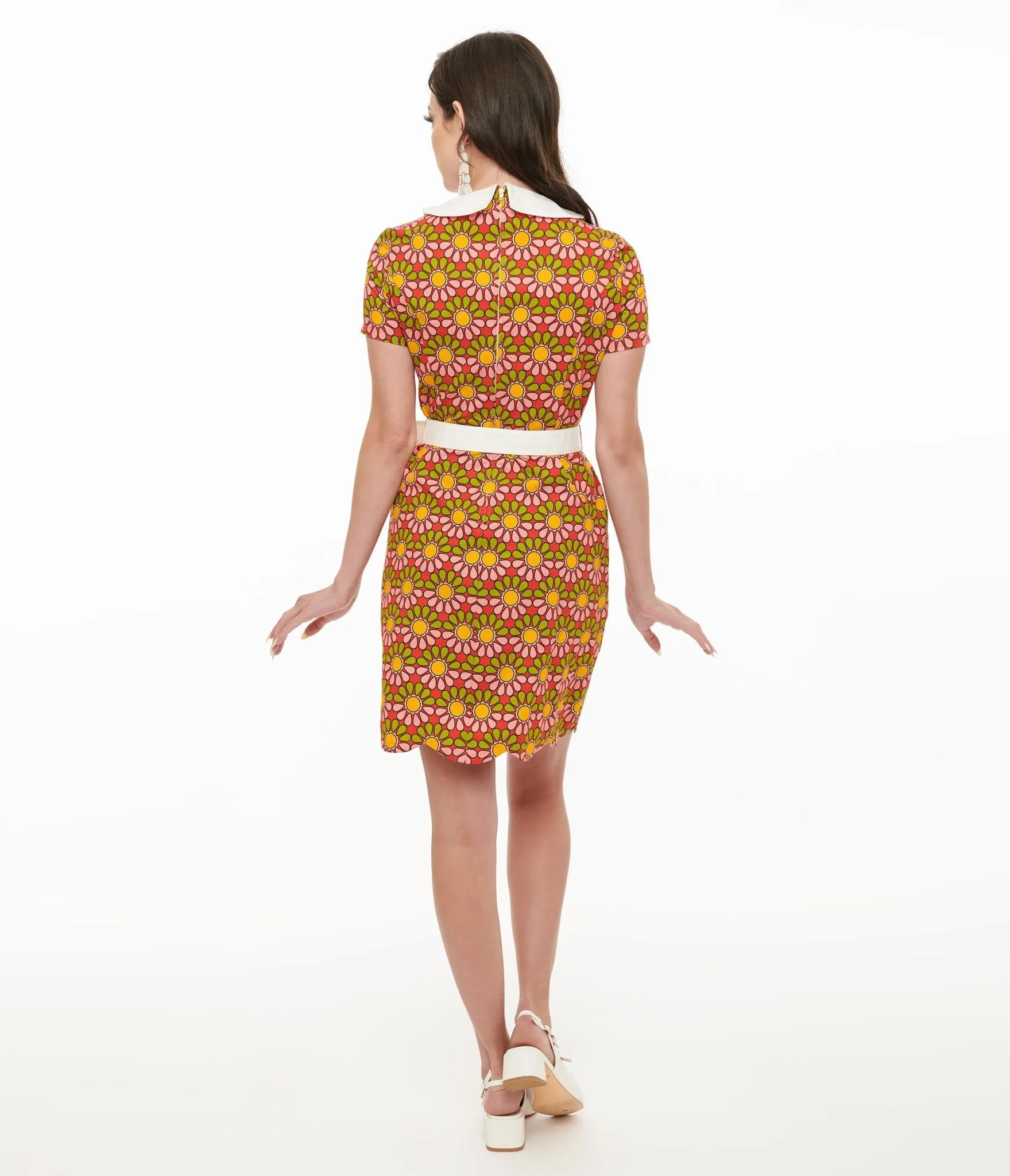 Smak Parlour 1960s Green & Pink Flower Power Mini Dress sold by Unique Vintage product image thumbnail 2