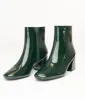 Dark Green Patent Leatherette Booties sold by Unique Vintage