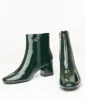Dark Green Patent Leatherette Booties sold by Unique Vintage