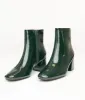 Dark Green Patent Leatherette Booties sold by Unique Vintage