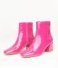 Fuchsia Patent Leatherette Booties sold by Unique Vintage
