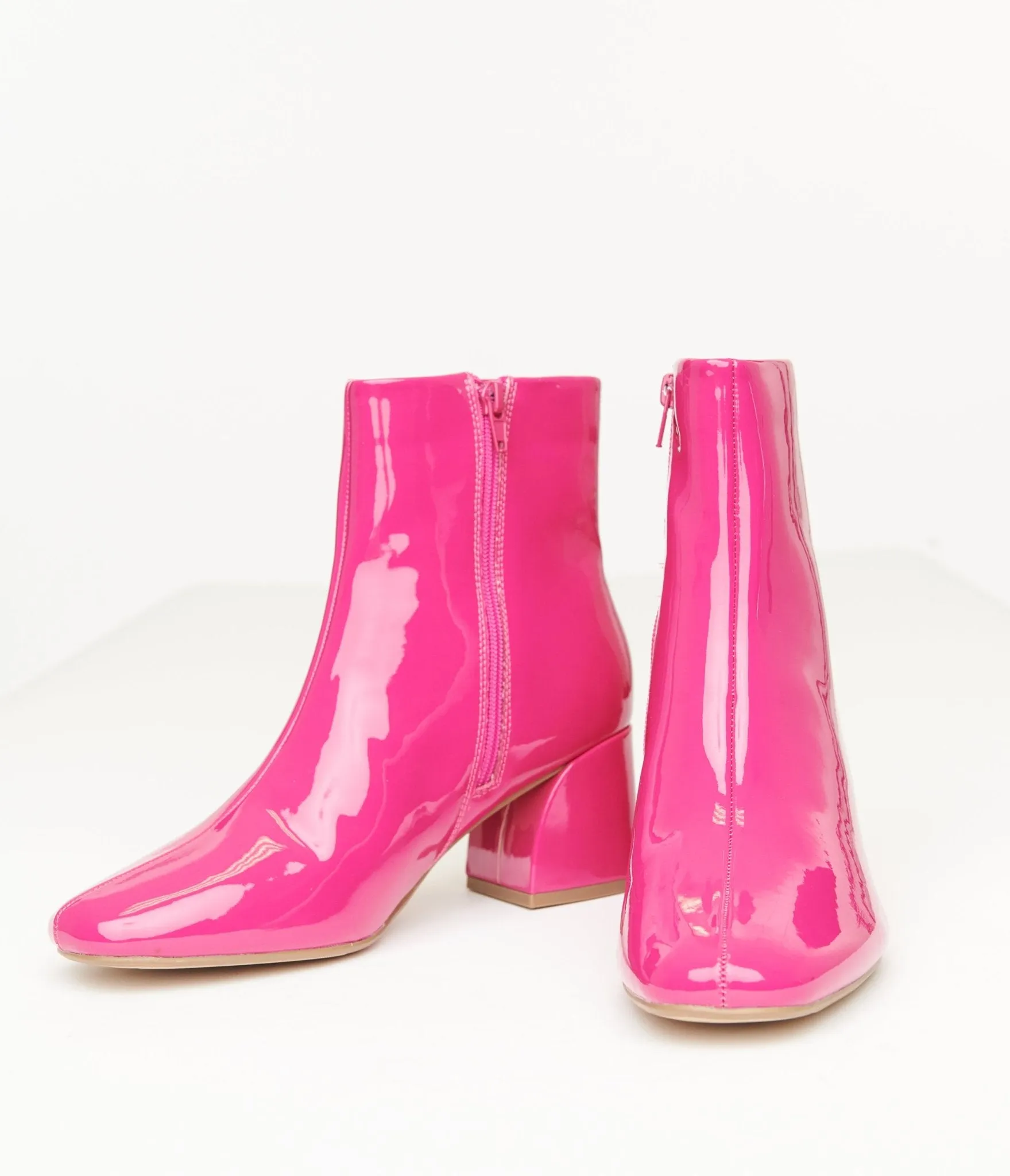 Fuchsia Patent Leatherette Booties sold by Unique Vintage product image thumbnail 2