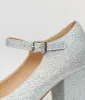 1950s Silver Square Toe Mary Jane Pumps sold by Unique Vintage