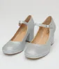 1950s Silver Square Toe Mary Jane Pumps sold by Unique Vintage