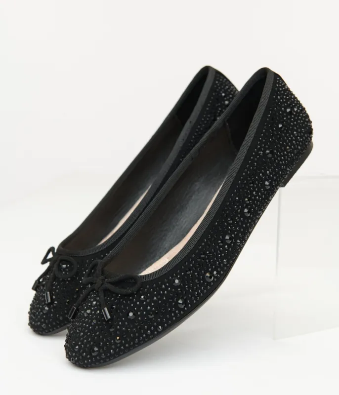 1960s Black Sparkle Flats sold by Unique Vintage