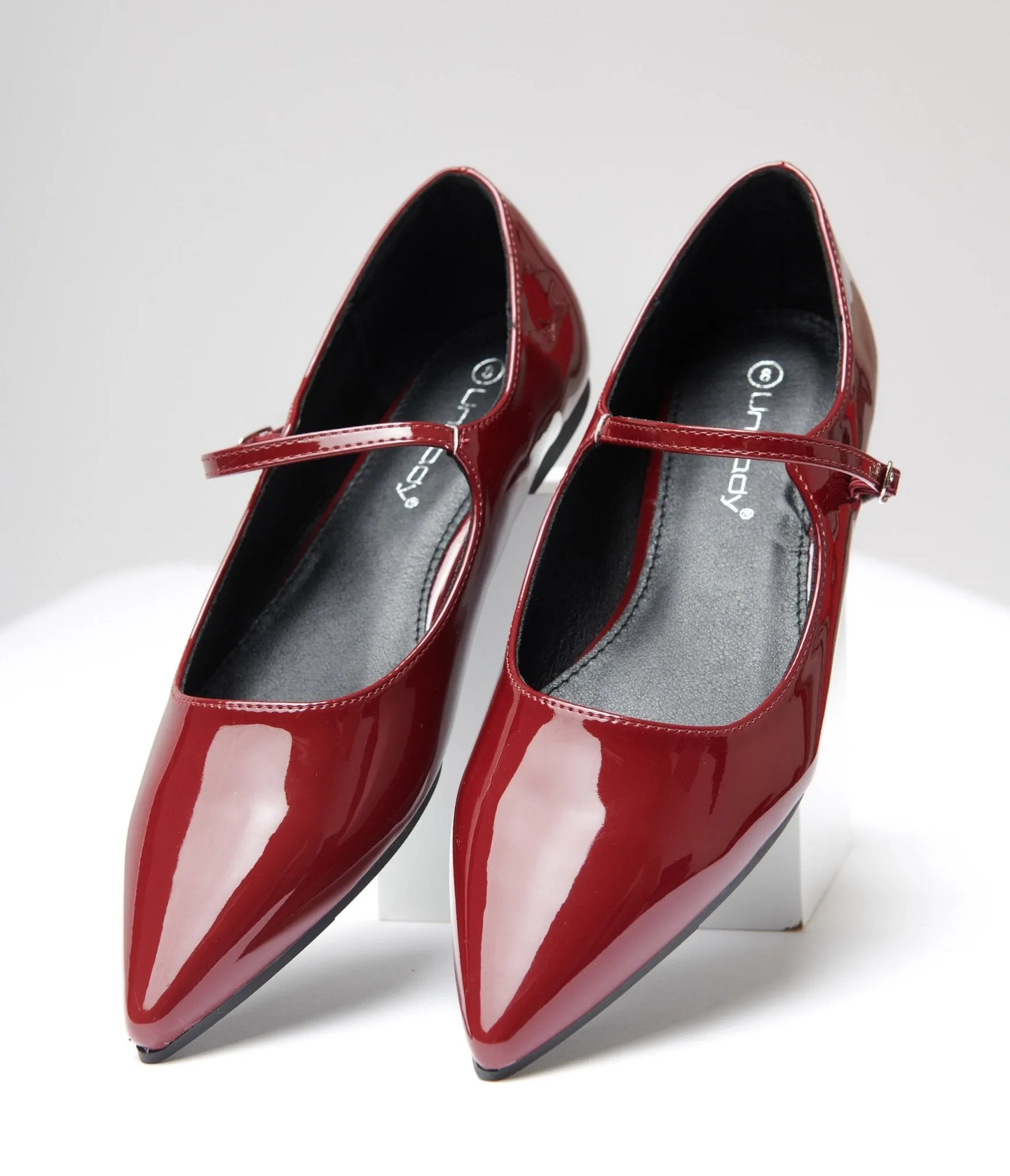 Burgundy Mary Jane Pointed Toe Flats sold by Unique Vintage product image thumbnail 2