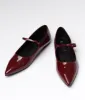 Burgundy Mary Jane Pointed Toe Flats sold by Unique Vintage