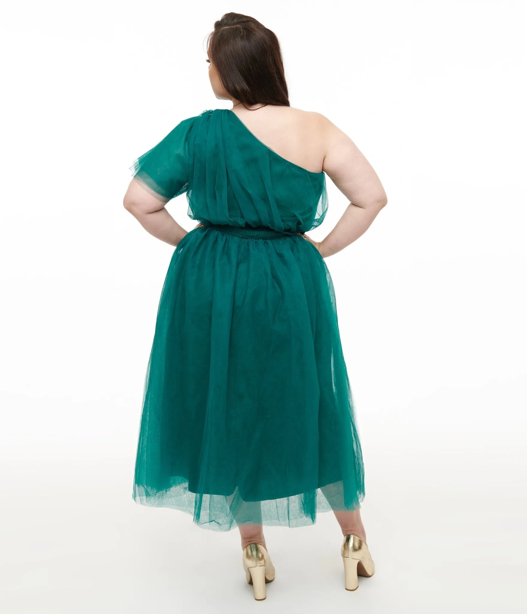 Plus Size Emerald Tulle Lively Charm Midi Dress sold by Unique Vintage product image thumbnail 2