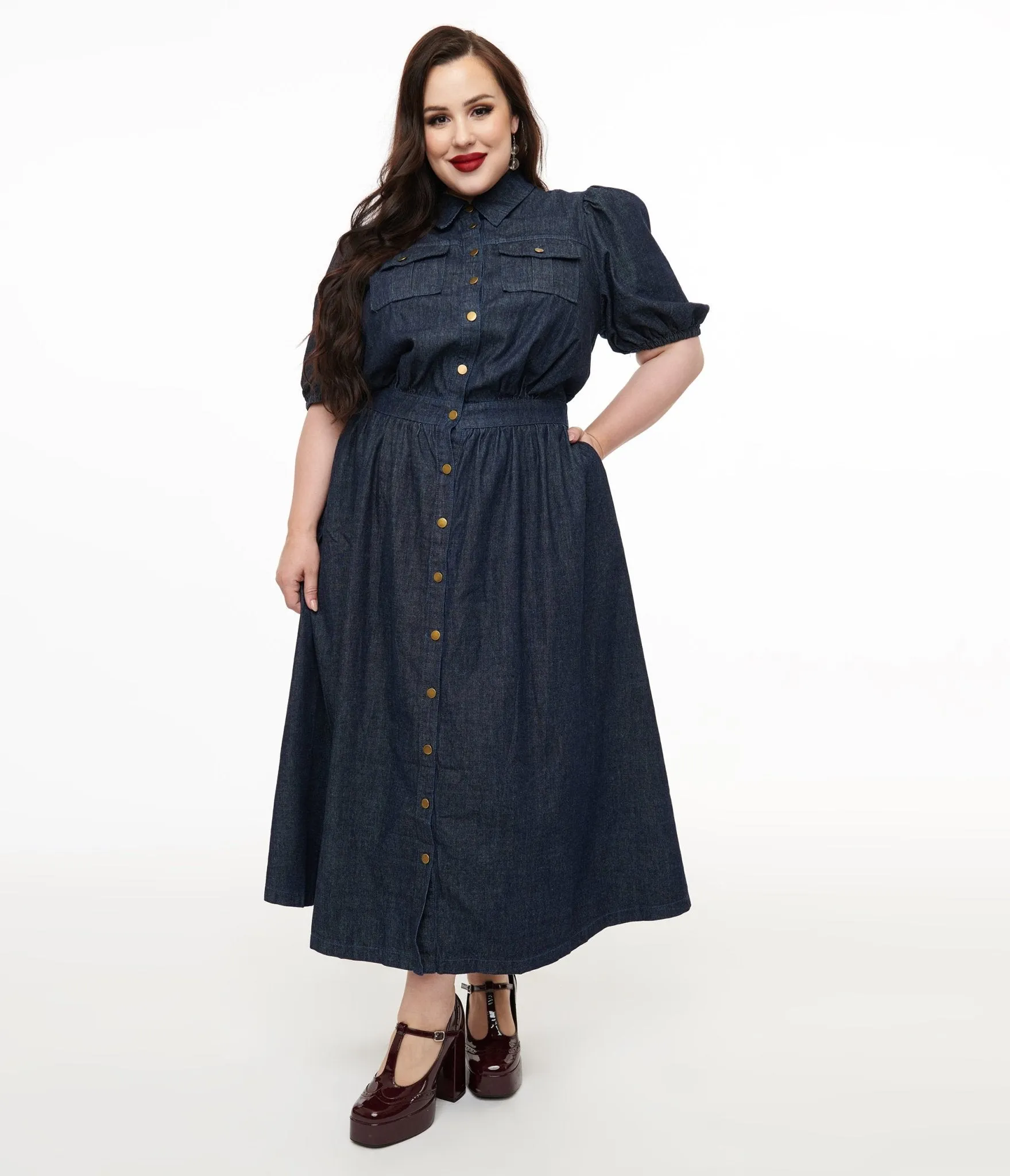 Plus Size Blue Denim Get The Look Midi Dress sold by Unique Vintage product image thumbnail 3