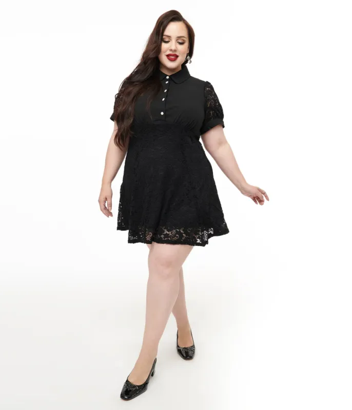 Hell Bunny Plus Size 1950s Black Lace Dominica Mini Dress sold by Unique Vintage