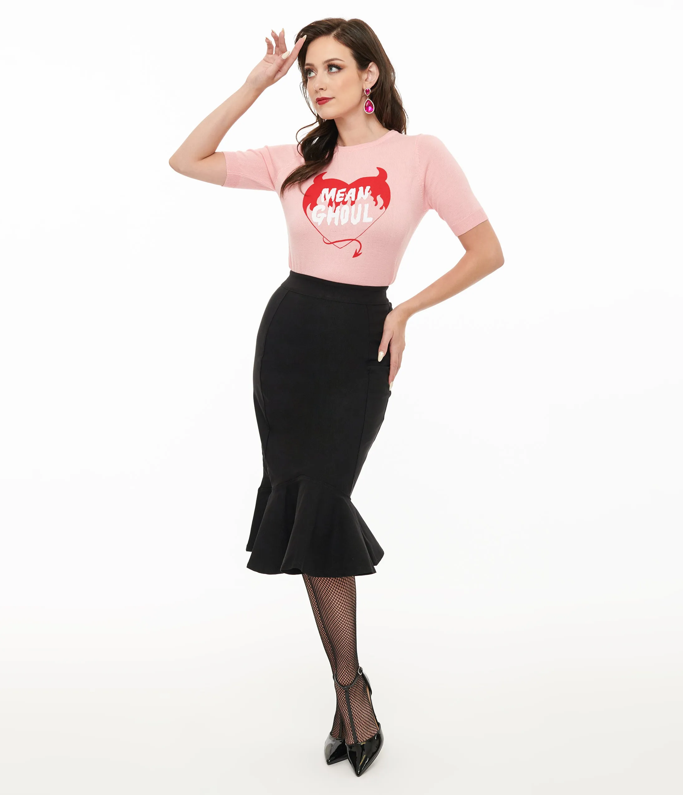 Killstar Black Royal Blast Pencil Skirt sold by Unique Vintage