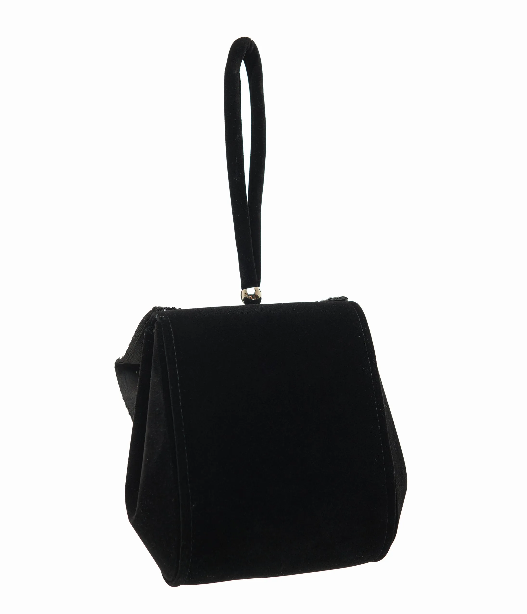 Black Velvet Rhinestone Bow Handbag sold by Unique Vintage product image thumbnail 3
