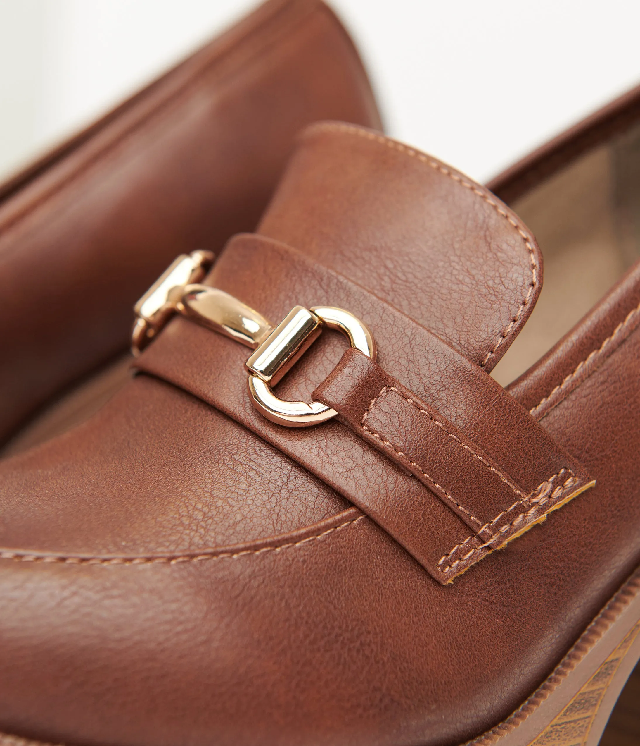 Brown Leatherette Loafer Heels sold by Unique Vintage product image thumbnail 2