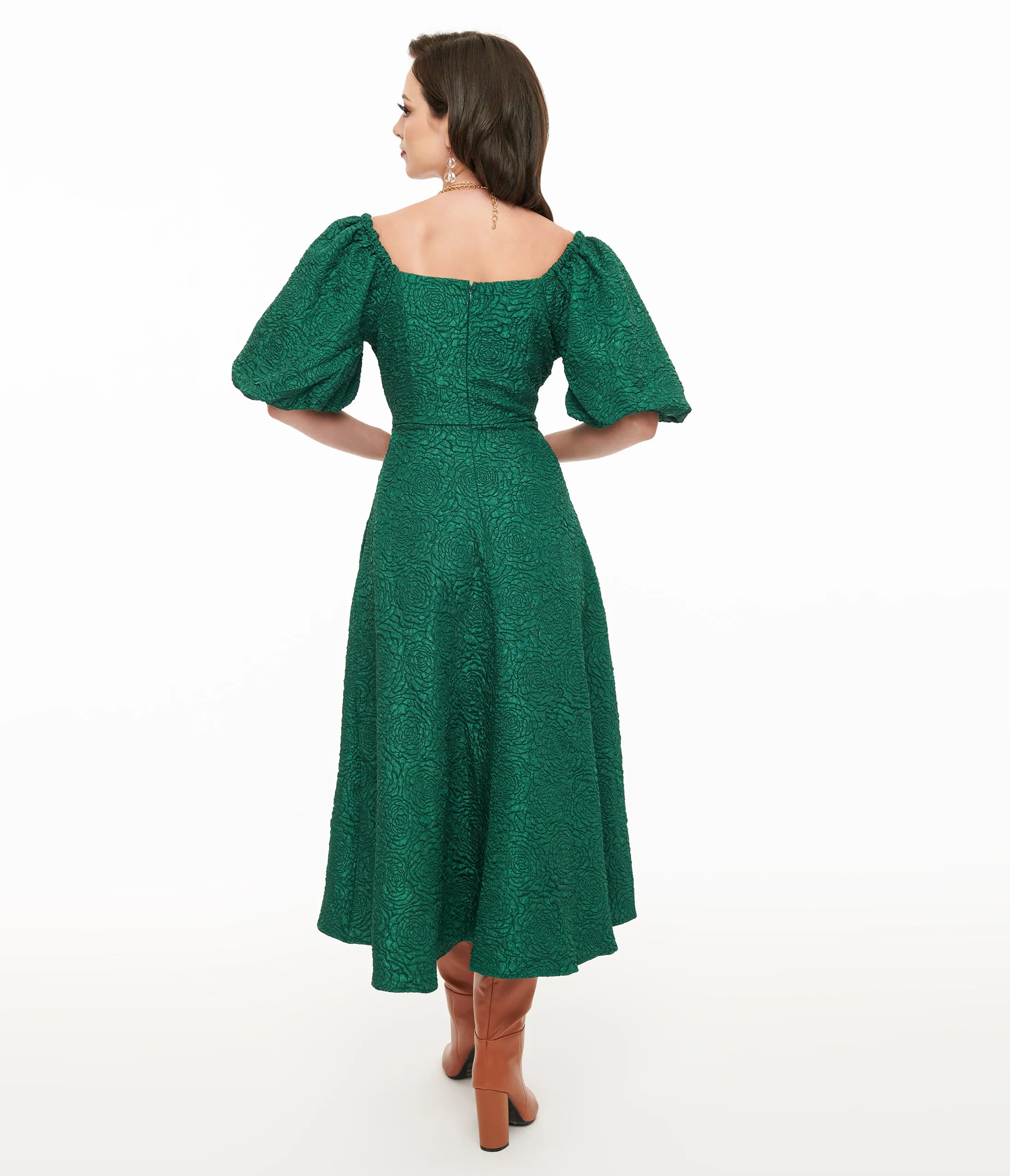 Green Textured Goddess Behavior Midi Dress sold by Unique Vintage product image thumbnail 2