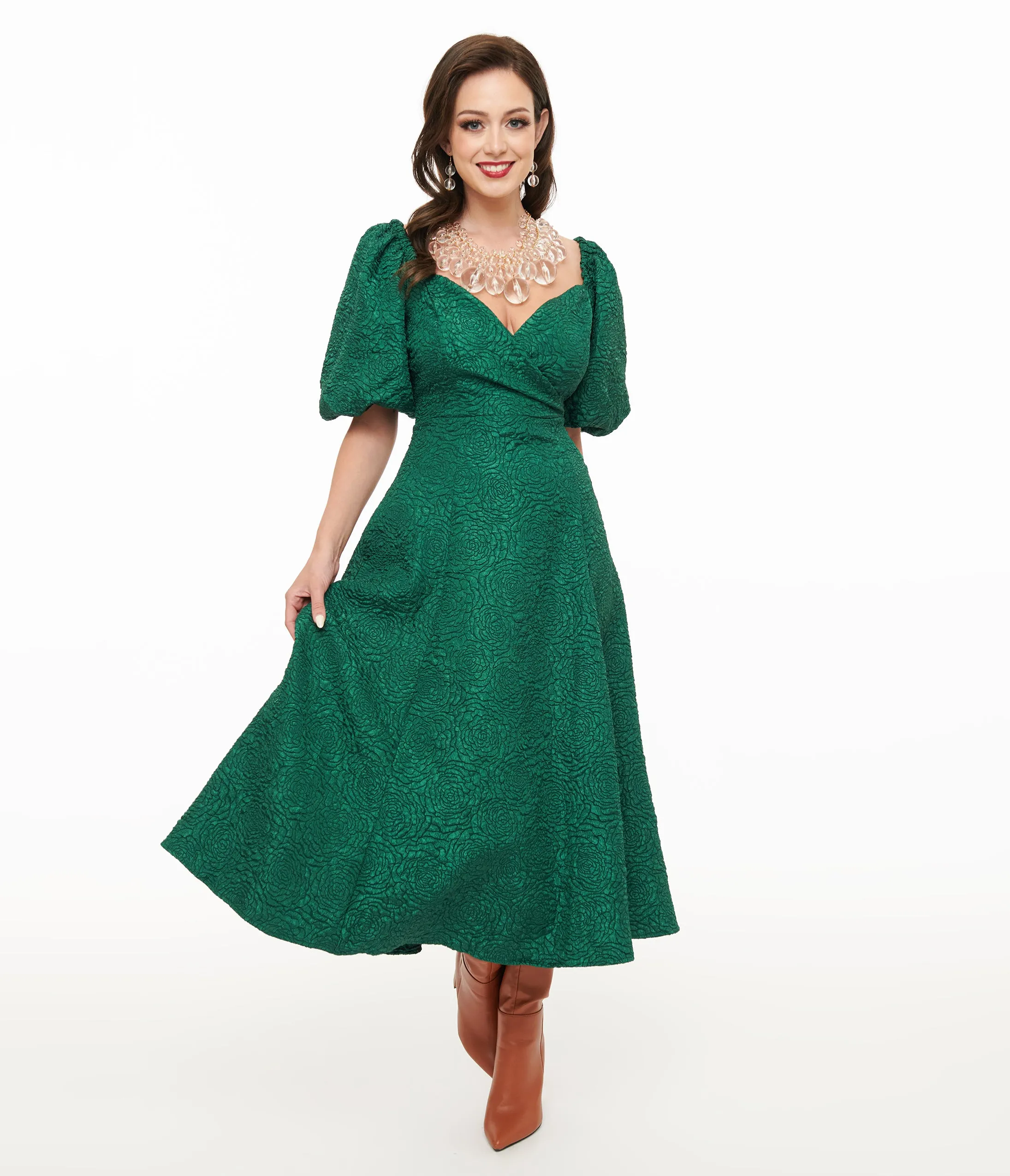 Green Textured Goddess Behavior Midi Dress sold by Unique Vintage product image thumbnail 3