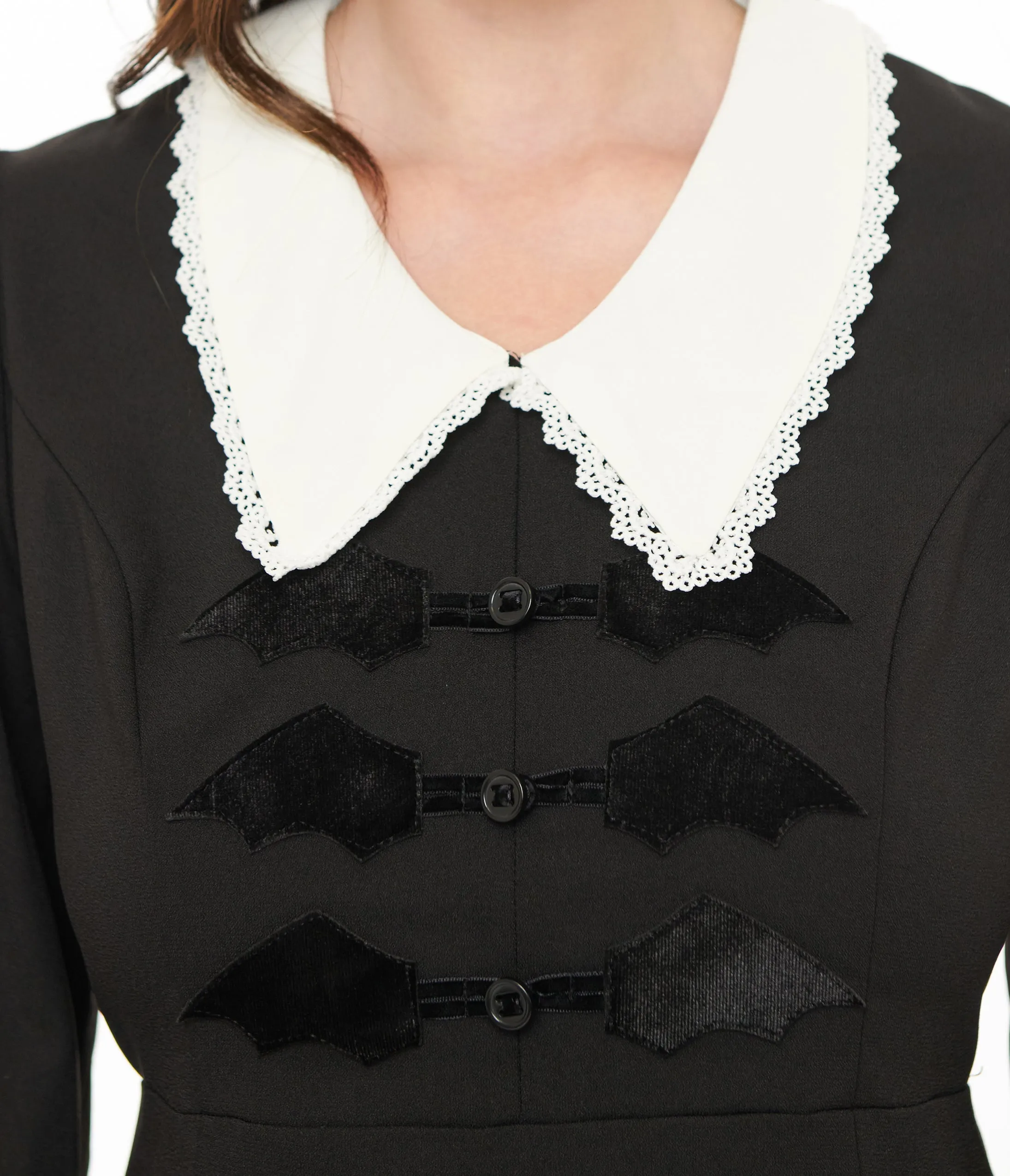 Hell Bunny 1960s Black Batilda Mini Dress sold by Unique Vintage product image thumbnail 2