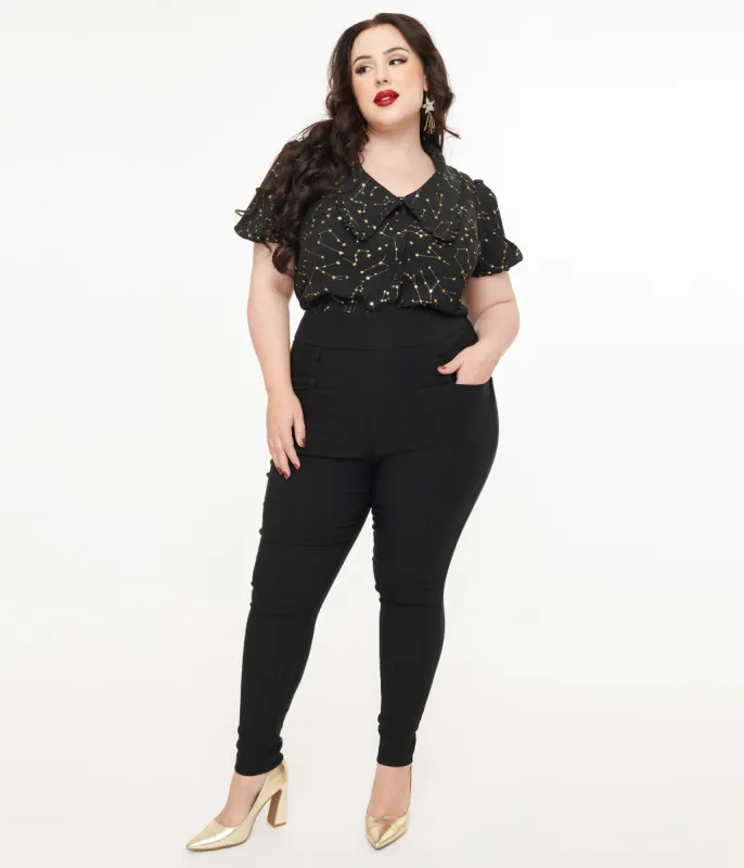 Unique Vintage Plus Size 1950s Black High Waisted Cigarette Pants sold by Unique Vintage