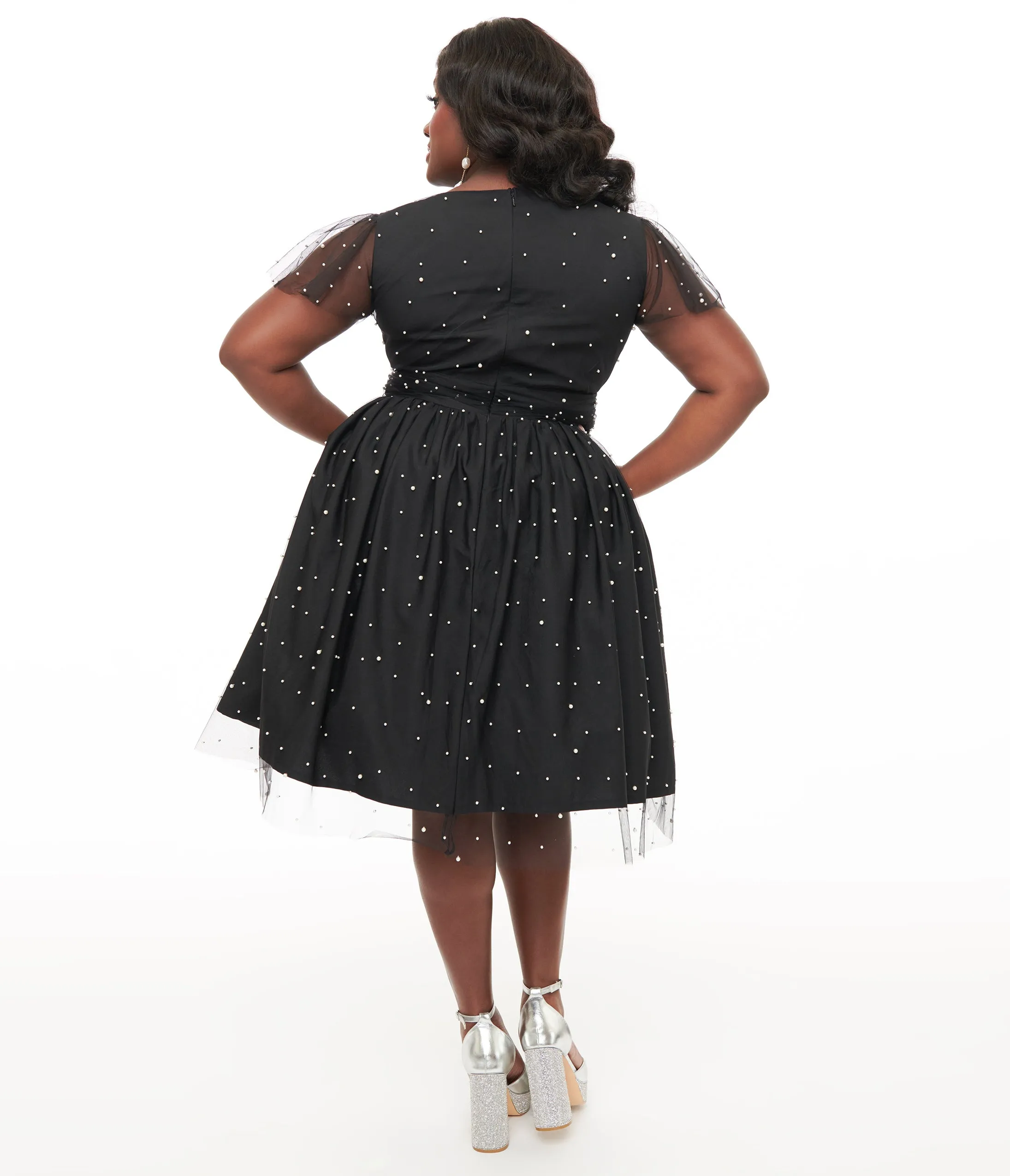 Magnolia Place Plus Size 1950s Black Faux Pearl Swing Dress sold by Unique Vintage product image thumbnail 2