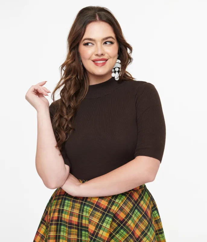 Espresso Mock Neck Knit Top sold by Unique Vintage