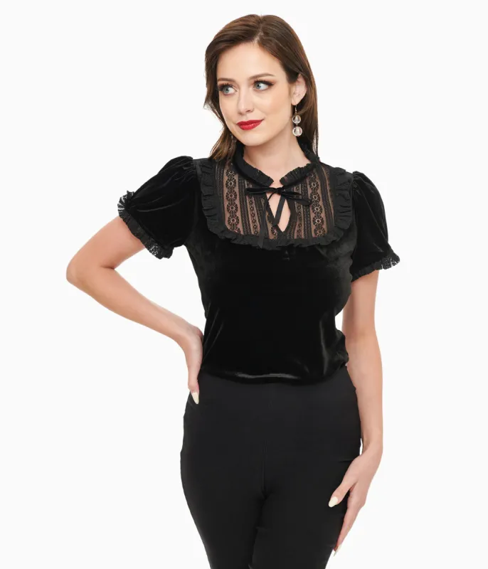 Hell Bunny Black Mourning Top sold by Unique Vintage