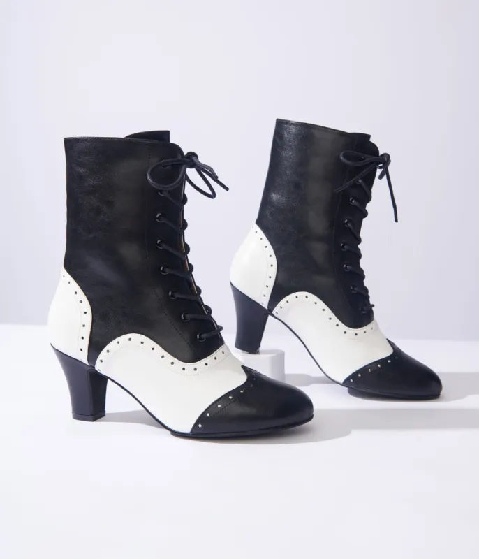 Unique Vintage Black & White Victorian Boots sold by Unique Vintage