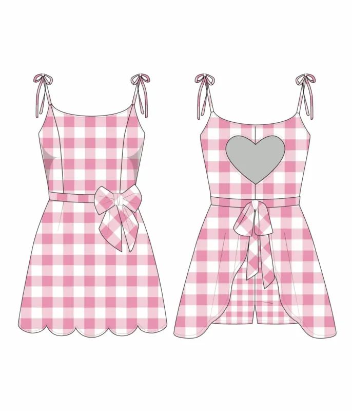Unique Vintage Pink Gingham Romper & Skirt Set sold by Unique Vintage