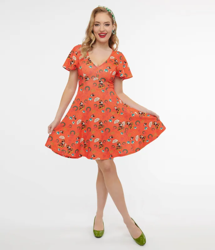 Disney Holiday Collection by Unique Vintage Mickey Christmas Fit & Flare Dress sold by Unique Vintage