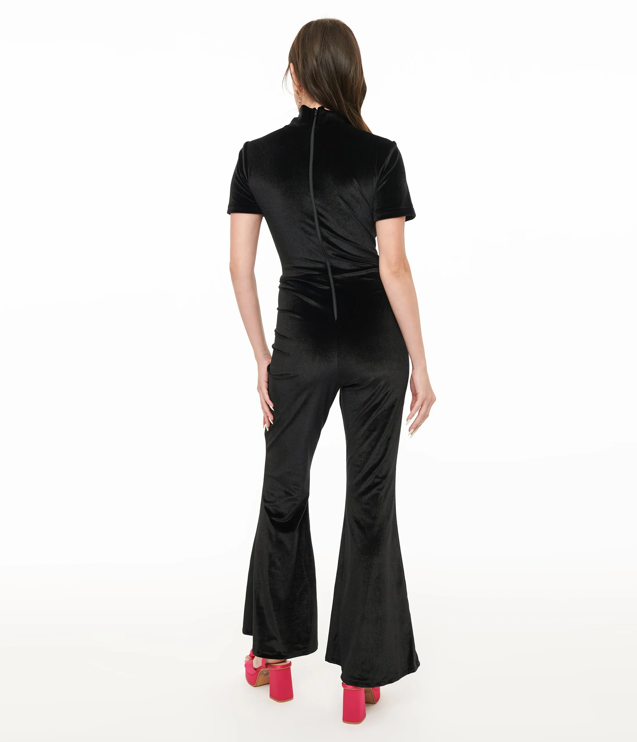 Miracle Eye Black Velvet Bell Bottom Jagger Jumpsuit sold by Unique Vintage product image thumbnail 2