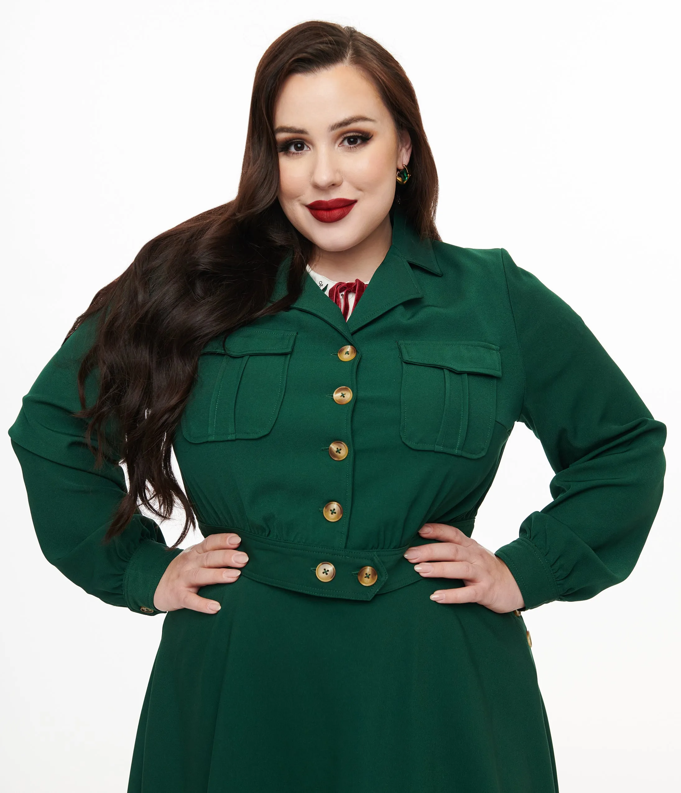 Hell Bunny Plus Size 1970s Forest Green Ravenswood Jacket sold by Unique Vintage product image thumbnail 3