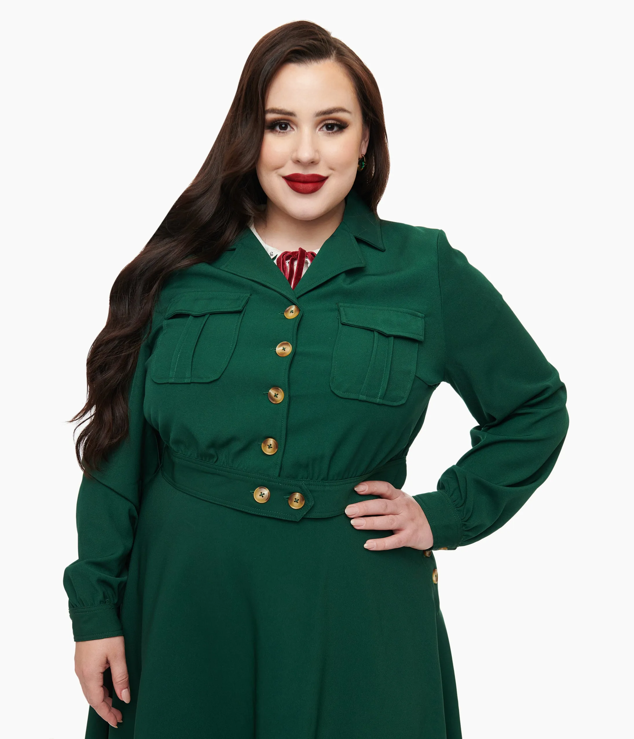 Hell Bunny Plus Size 1970s Forest Green Ravenswood Jacket sold by Unique Vintage